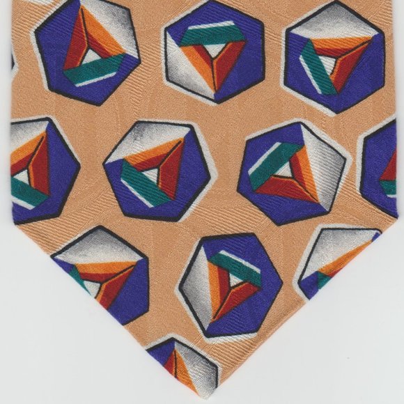 ROBERT TALBOTT STUDIO - 100% SILK NECKTIE - BEIGE & PURPLE & RED & ORANGE - Picture 1 of 6